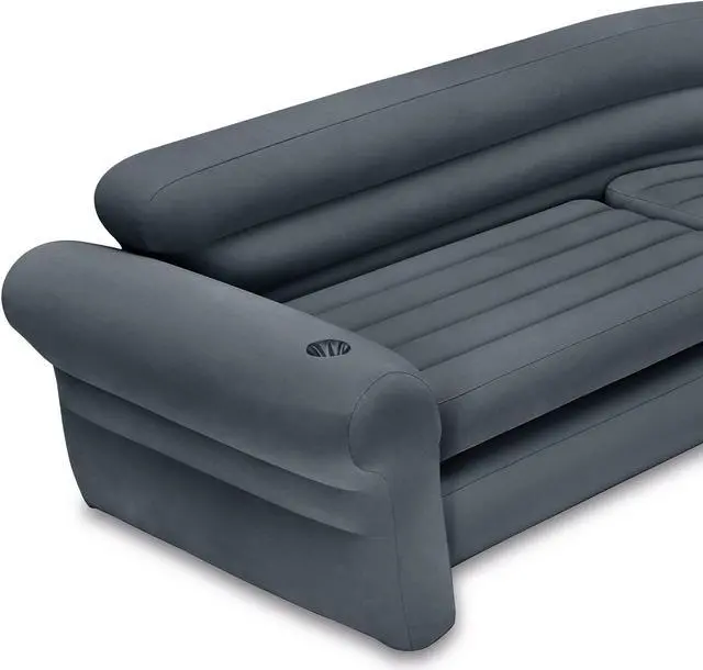 Alt view image 7 of 12 - Intex 68575EP Inflatable Corner Living Room Air Mattress Sectional Sofa, Beige