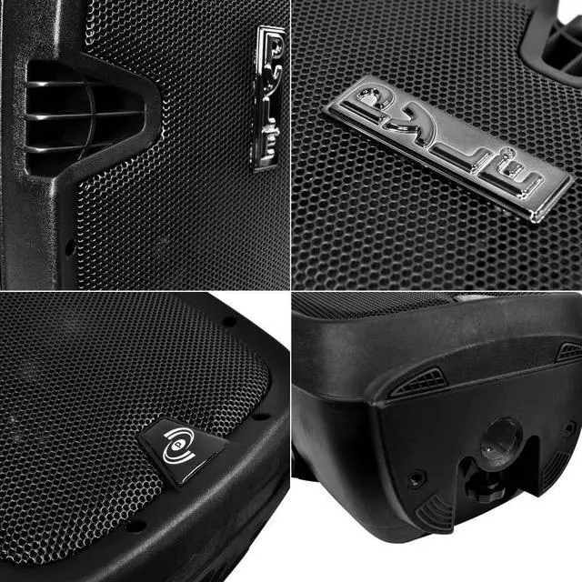 Alt view image 4 of 20 - Pyle Active Passive Bluetooth PA Dual Loudspeaker Sound System Kit & Microphones