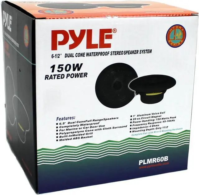 Alt view image 6 of 7 - 2) NEW PYLE PLMR60B 6.5" 150W Marine/Boat Dual Cone Waterproof Speakers PAIR