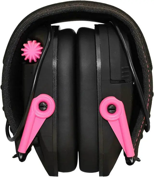 Alt view image 2 of 8 - Walker's Razor Slim Shooter Electronic Folding Hearing Protection Earmuff, Pink