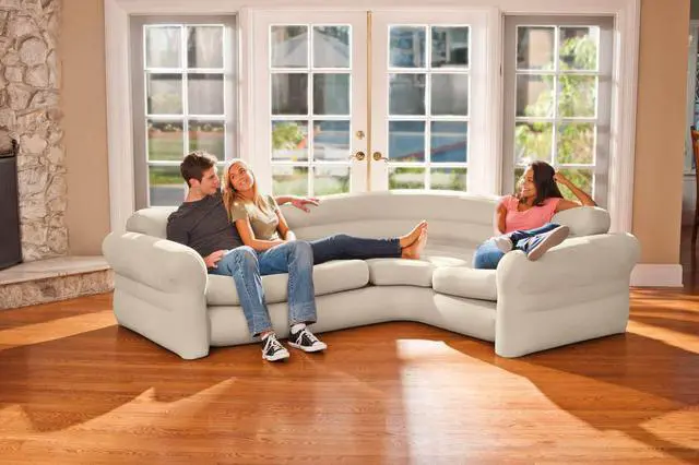 Alt view image 10 of 12 - Intex 68575EP Inflatable Corner Living Room Air Mattress Sectional Sofa, Beige