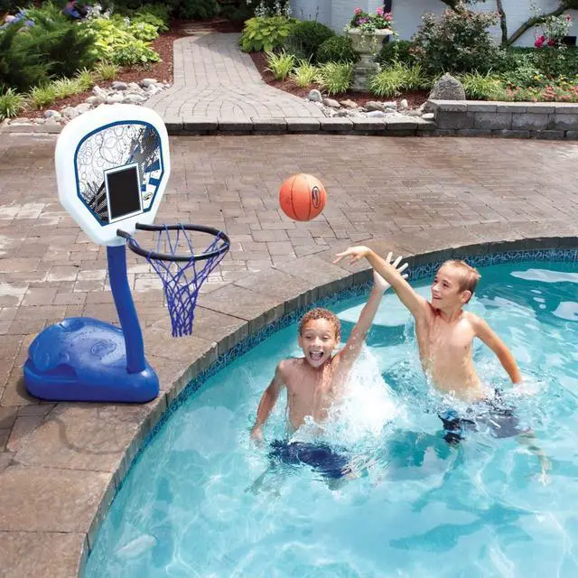 Alt view image 4 of 10 - SwimWays Poolside Basketball Hoop Pool Water Game Set with Ball | 12265