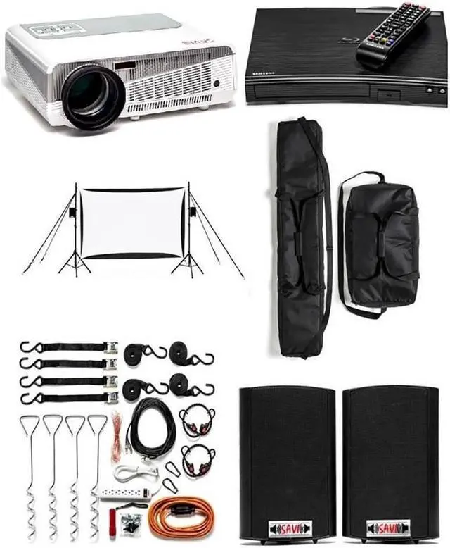 Alt view image 6 of 17 - Recreation Series System | 9' Front and Rear Projection Screen with HD Savi 1080p Projector, Surround Sound System & Blu-Ray Player w/WiFi (EZ-950)