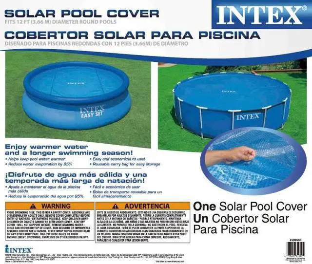Alt view image 4 of 11 - Intex 12 Ft Round Easy Set and Metal Frame Swimming Pool Solar Tarp, Cover Only