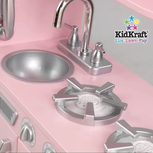 Alt view image 12 of 14 - KidKraft Pink Vintage Kitchen Kids Pretend Play Set and Accessories | 53179