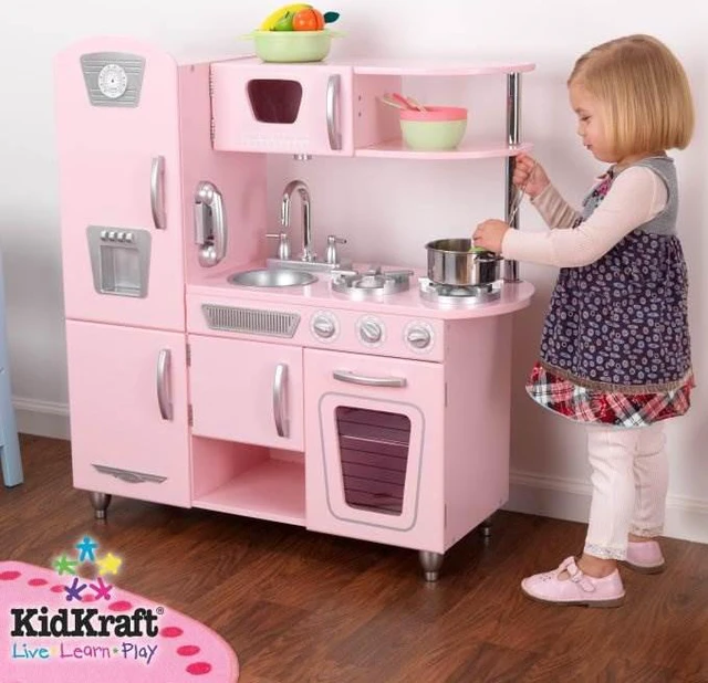 Alt view image 8 of 14 - KidKraft Pink Vintage Kitchen Kids Pretend Play Set and Accessories | 53179