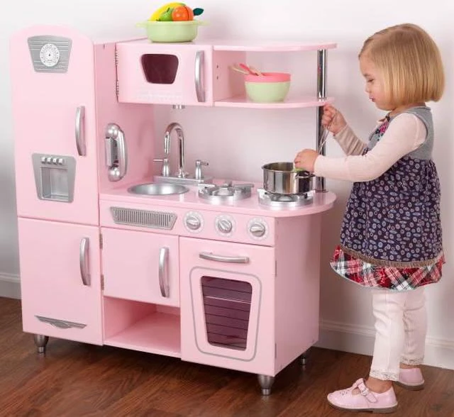 Alt view image 7 of 14 - KidKraft Pink Vintage Kitchen Kids Pretend Play Set and Accessories | 53179