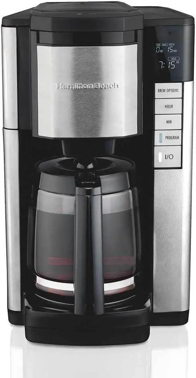 Main image of Hamilton Beach 46381 Black Programmble Coffee Maker, 12-Cup Carafe with Easy Refilling Access, Black