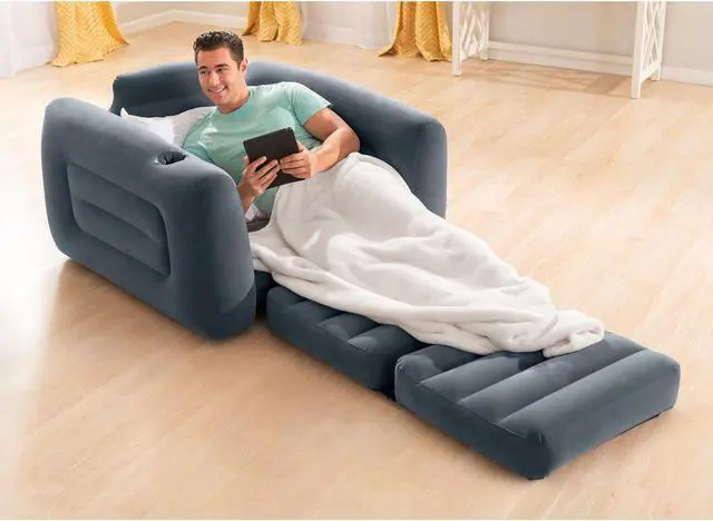Alt view image 4 of 8 - Intex Inflatable Pull Out Sofa Chair Sleeper with Twin Sized Air Bed Mattress