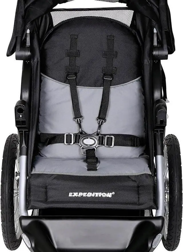 Alt view image 10 of 10 - Baby Trend Expedition Jogger Travel System, Millennium White (Includes Expedition 3 Wheel Jogging Stroller and EZ Flex-Loc® 30 Infant Car Seat)