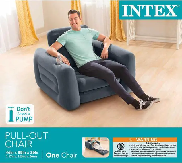 Alt view image 6 of 8 - Intex Inflatable Pull Out Sofa Chair Sleeper with Twin Sized Air Bed Mattress