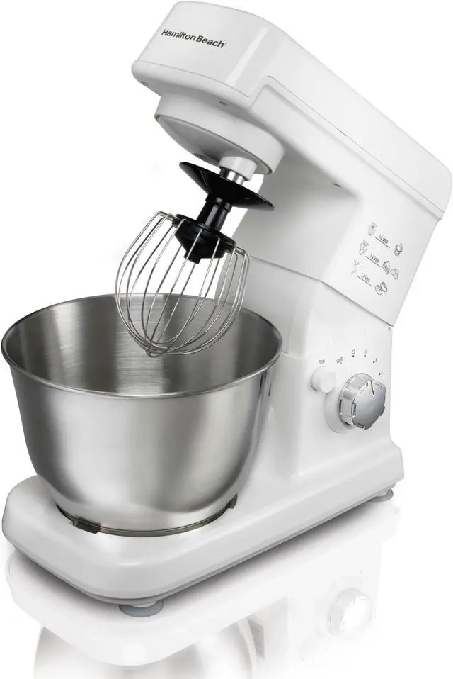 Alt view image 5 of 8 - Hamilton Beach 300W 6 Speed 3.5 Quart Countertop Stand Mixer, White | 63329