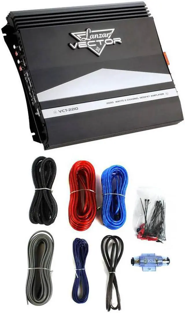 LANZAR VCT2210 2000W 2-Channel MOSFET Car Audio Amplifier Amp + 8