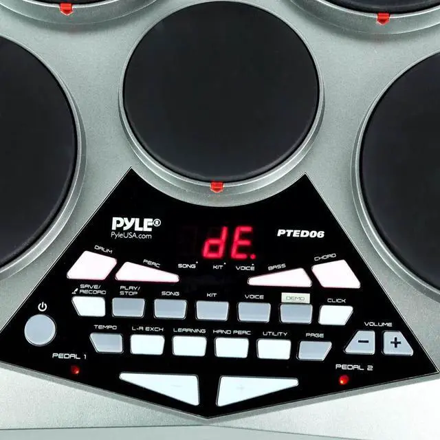 Alt view image 4 of 6 - Pyle PTED06 Electronic Tabletop Drum Set Machine 7 Digital Pads Drumming Kit