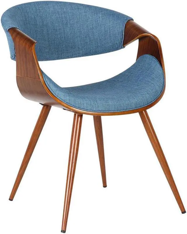 Alt view image 7 of 13 - Armen Living Butterfly Mid-Century Dining Chair in Walnut & Blue