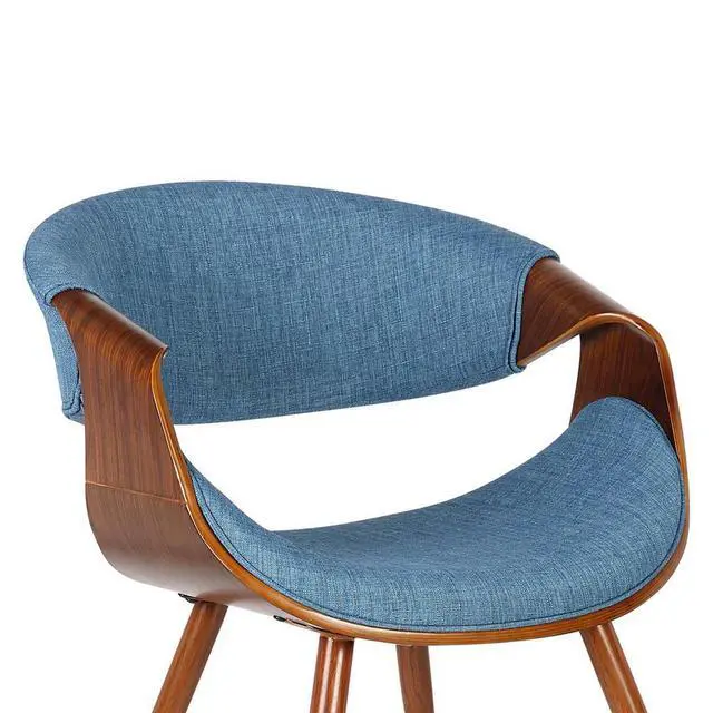 Alt view image 12 of 13 - Armen Living Butterfly Mid-Century Dining Chair in Walnut & Blue