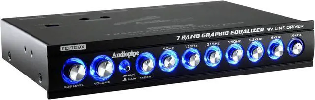 Alt view image 7 of 12 - Audiopipe EQ-709X 7 Band 9 Volt Half DIN Parametric Graphic Car Audio Equalizer