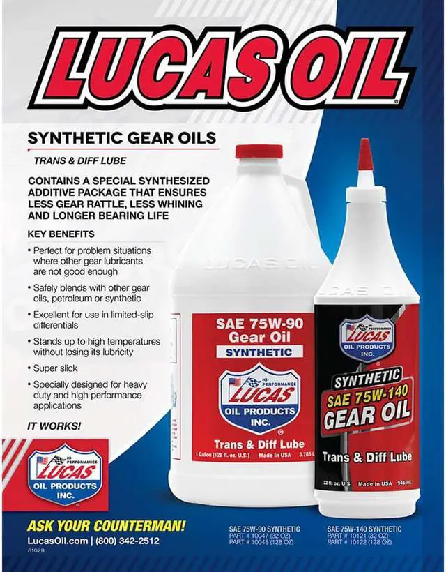 Alt view image 8 of 11 - Lucas Oil 75/90 Synthetic Gear Oil1 Gal