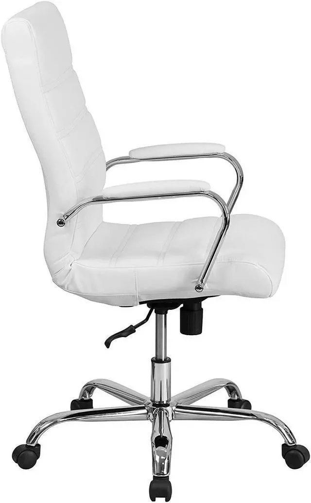 Alt view image 17 of 20 - High Back Office Chair | White LeatherSoft Office Chair with Wheels and Arms