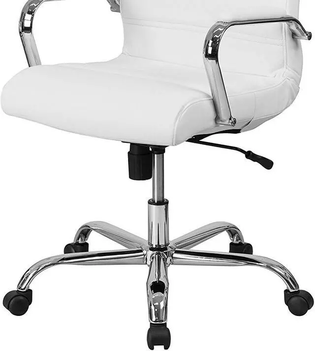 Alt view image 19 of 20 - High Back Office Chair | White LeatherSoft Office Chair with Wheels and Arms
