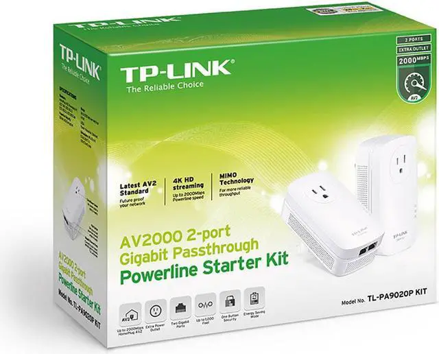 Alt view image 13 of 20 - TP-Link AV2000 Ethernet 2-Port GHz Passthrough Powerline Kit, 2 Pack