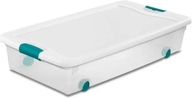 Alt view image 2 of 13 - Storage Tote, Color Clear/White, Outside Height 7", Outside Length 33-7/8"