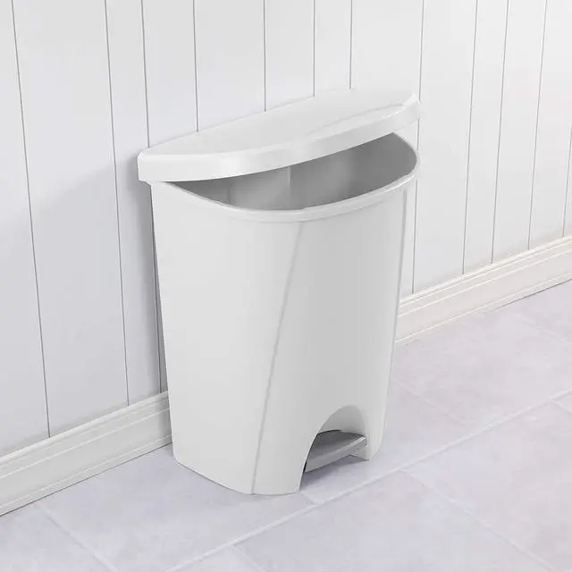 Alt view image 4 of 6 - Sterilite 10948004 6.6 Gallon/25 Liter Portable Home StepOn Wastebasket, White