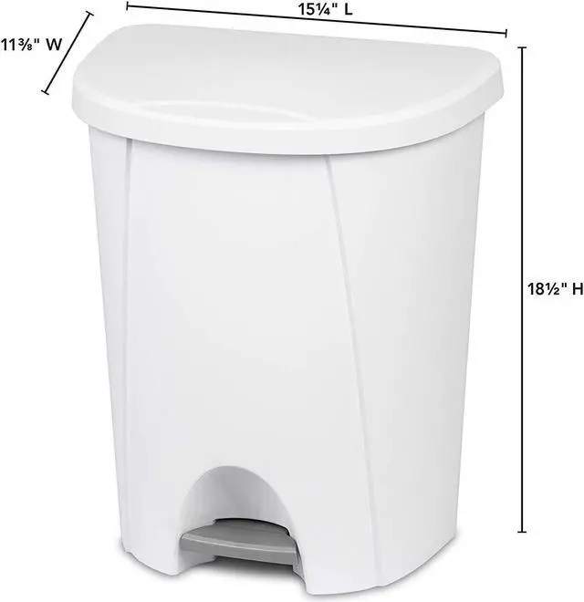 Alt view image 3 of 6 - Sterilite 10948004 6.6 Gallon/25 Liter Portable Home StepOn Wastebasket, White