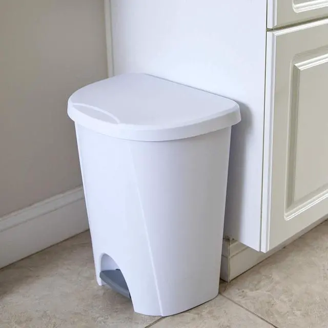 Alt view image 5 of 6 - Sterilite 10948004 6.6 Gallon/25 Liter Portable Home StepOn Wastebasket, White
