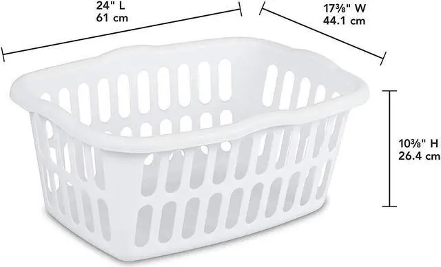 Alt view image 2 of 4 - Sterilite 1.5 Bushel Plastic Stackable Clothes Laundry Basket Bin, White