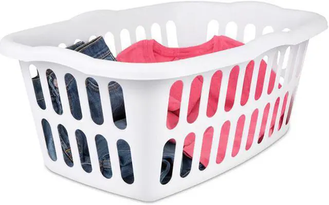Alt view image 3 of 4 - Sterilite 1.5 Bushel Plastic Stackable Clothes Laundry Basket Bin, White