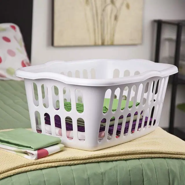 Alt view image 4 of 4 - Sterilite 1.5 Bushel Plastic Stackable Clothes Laundry Basket Bin, White