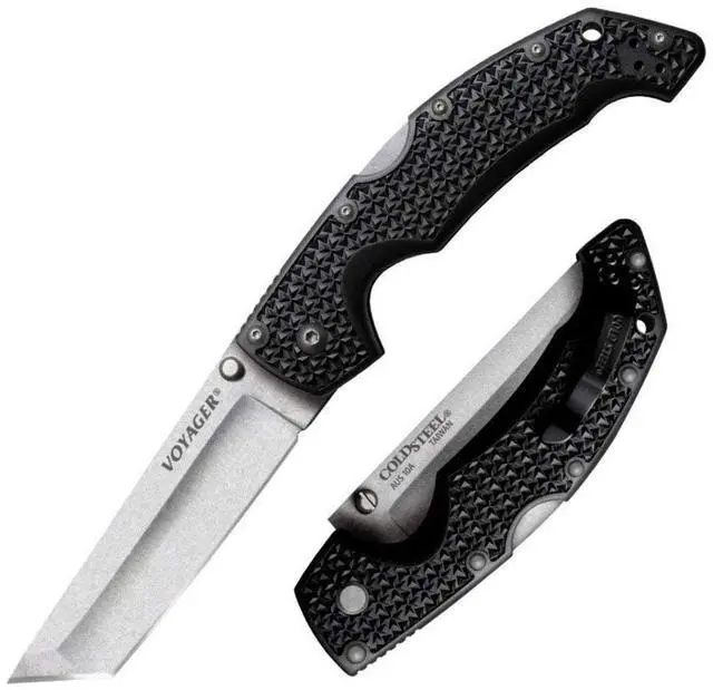 Alt view image 3 of 10 - Cold Steel Large Voyager 4.0 in Tanto Plain Black GFN Handle