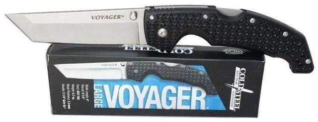 Alt view image 4 of 10 - Cold Steel Large Voyager 4.0 in Tanto Plain Black GFN Handle
