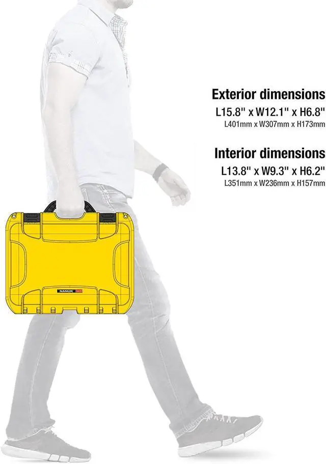 Alt view image 9 of 9 - NANUK CASES 915-1004 Yellow Protective Case, 15.8"L x 12.1"W x 6.8"D