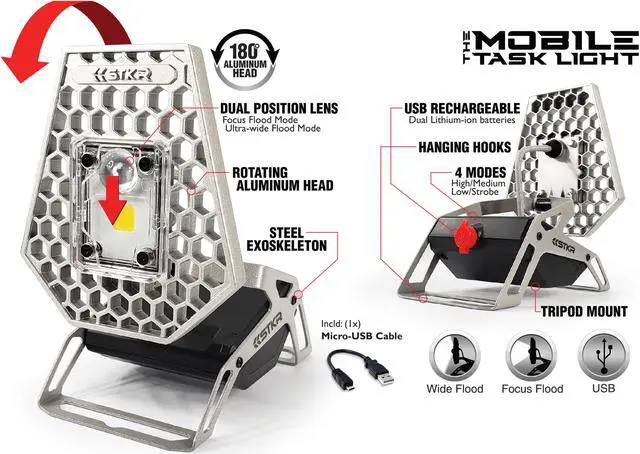 Alt view image 5 of 12 - STKR Concepts MOBILE TASK LIGHT 1200 LUMENS W/4 MODES
