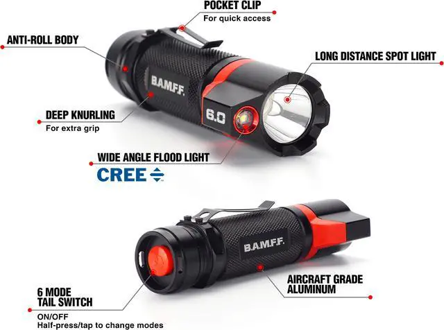 Alt view image 5 of 8 - STRIKER 00340 STRIKER BAMFF 6.0 600 LUMENS DUAL CREE LED FLSHLGHT W/FLOOD