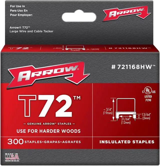 Alt view image 5 of 7 - Arrow Fastener 721168HW T72 31/64 Inch (12mm) Natural Staples, 300/Pk
