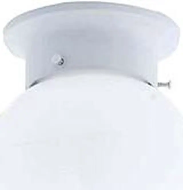 Main image of White One-Light Flush-Mount Int Ceiling Fixture, w/White Glass Globe Angelo