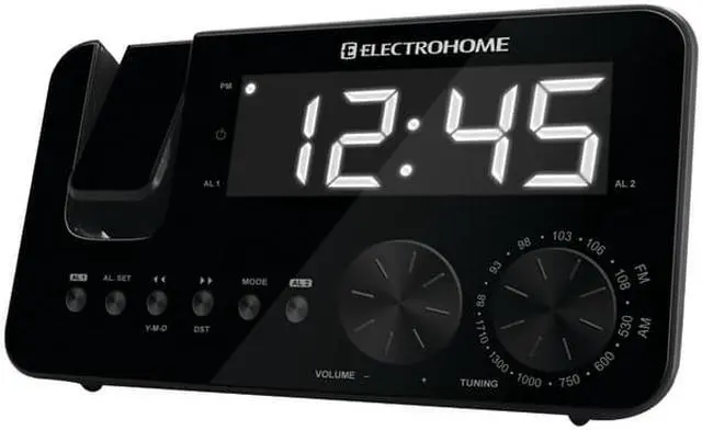 Alt view image 5 of 8 - Electrohome EAAC500US Projection Clock Radio w/ WakeUp! Battery Backup Alarm, Jumbo 1.2" LED Display
