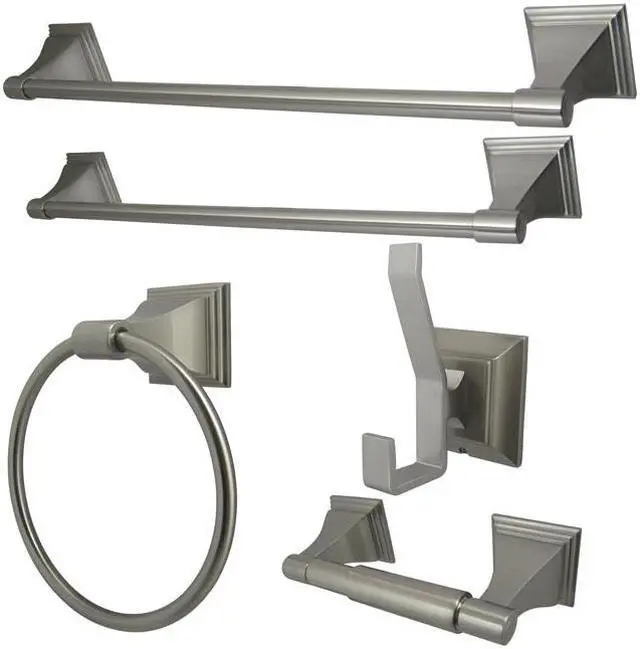 Main image of Kingston Brass BAHK61212478SN Kingston Brass Monarch Collection 5-piece Towel Bar Bath Hardware Set, Satin Nickel