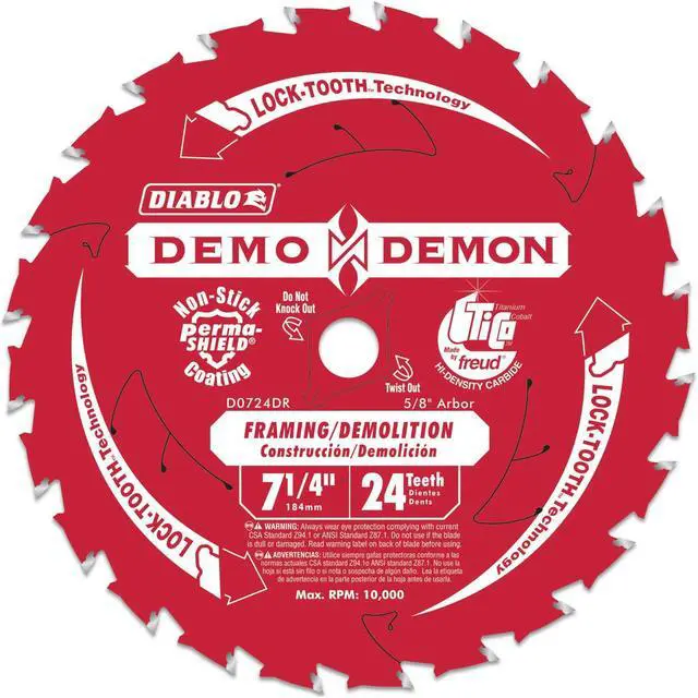 Main image of Freud 7-.25in. 24T Diablo Demo Demon Framing & Demolition Saw Blade D0724DA