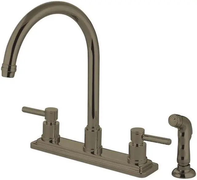 Main image of Kingston Brass KS8798DL 8 Inch Center Kitchen Faucet With Side Sprayer - Satin Nickel