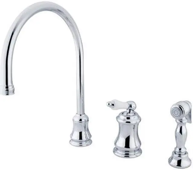 Alt view image 2 of 8 - Single Handle Widespread Kitchen Faucet with Brass Sprayer