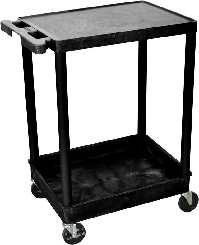 Alt view image 3 of 9 - Luxor STC21-B - Flat Top and Tub Bottom Shelf Cart