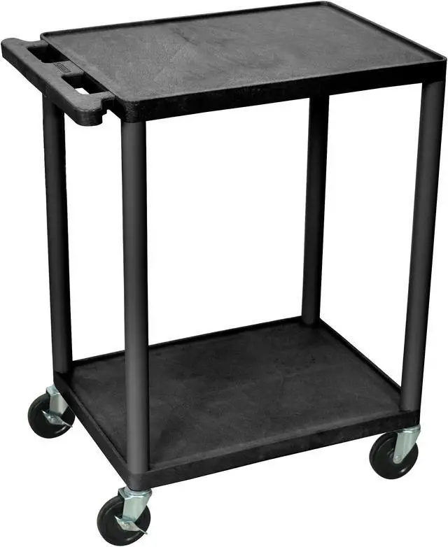 Alt view image 2 of 8 - Luxor HE32-B 2 Shelves Multipurpose Storage Plastic Utility Cart - Black