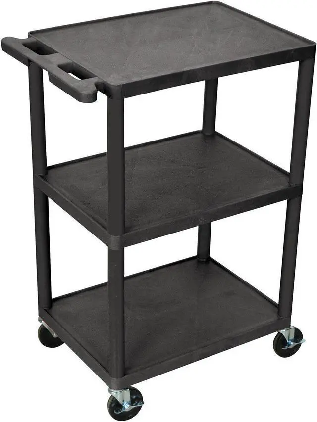 Main image of Luxor HE42 3 Shelves Structural Foam Plastic Utility Cart Black