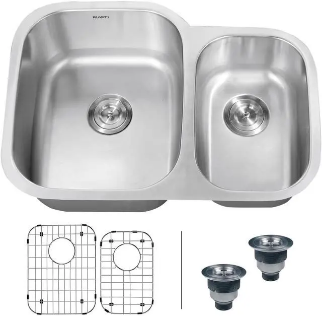 Alt view image 8 of 16 - Ruvati 16-gauge Steel Double Bowl 29-inch Undermount Kitchen Sink
