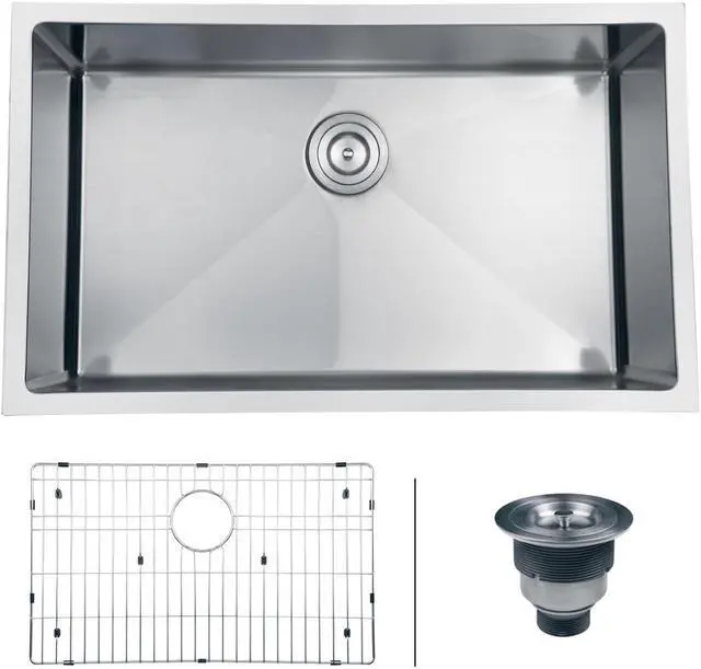 Alt view image 8 of 15 - Ruvati 16-gauge Stainless Steel 30-inch Single Bowl Undermount Kitchen Sink