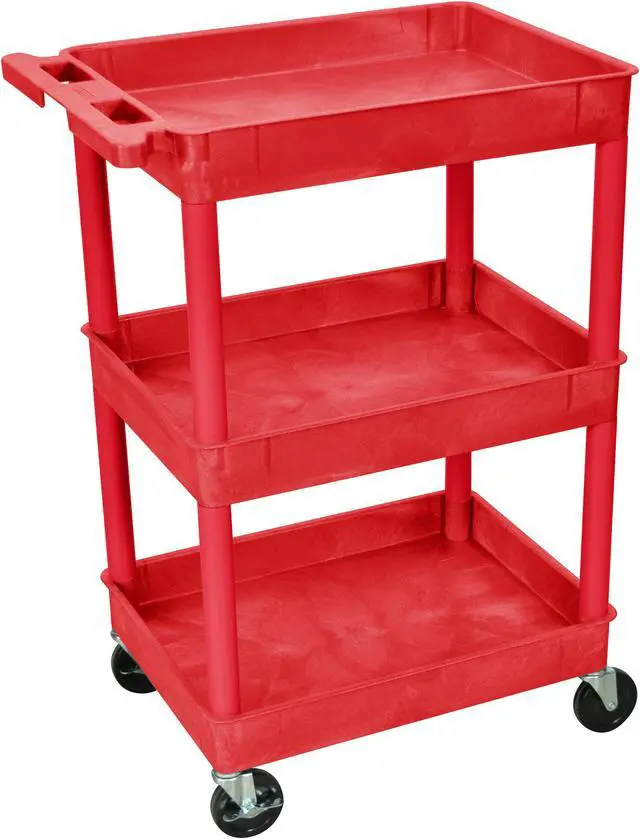 Main image of Luxor Red 3 Tub Tall Utility Cart